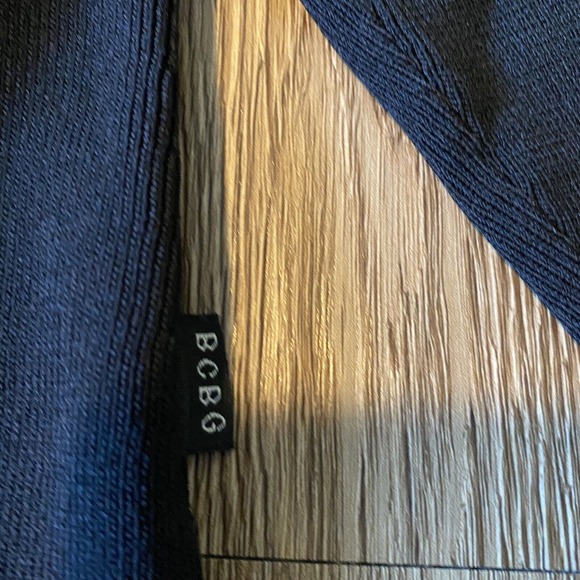 BCBG Cardigan Black Blue Trim Long Bell Vented Sleeve Knit Sweater Women's Large - Picture 4 of 5